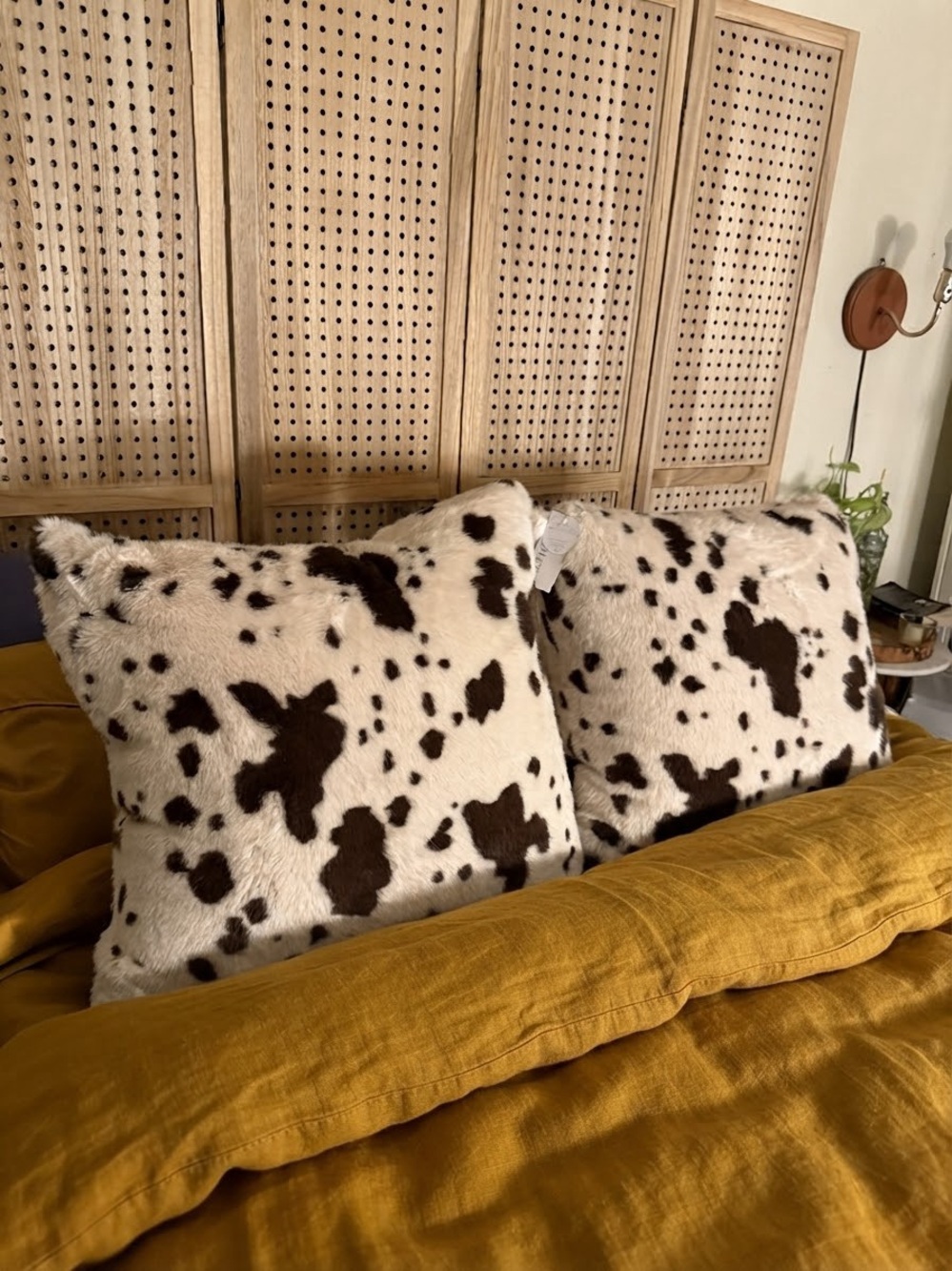 New Soho Loft NYC set 24x24” Plush Faux Cowhide Decorative Throw Pillow